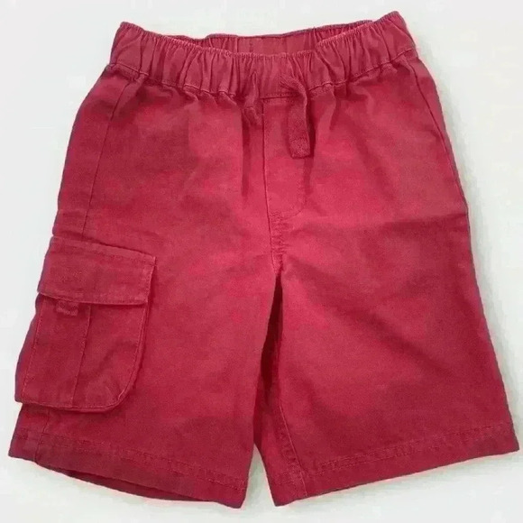 Hanna Andersson Size 110 Red Cargo Shorts Drawstring 100% Cotton Side Pocket - Picture 1 of 9